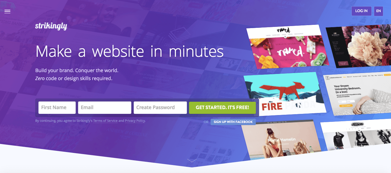 Strikingly signup page Strikingly signup page